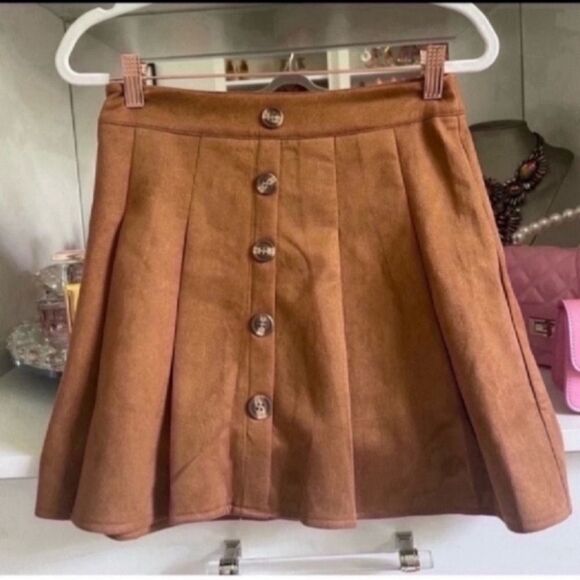 Brown button up mini pencil skirt size small - Picture 8 of 11